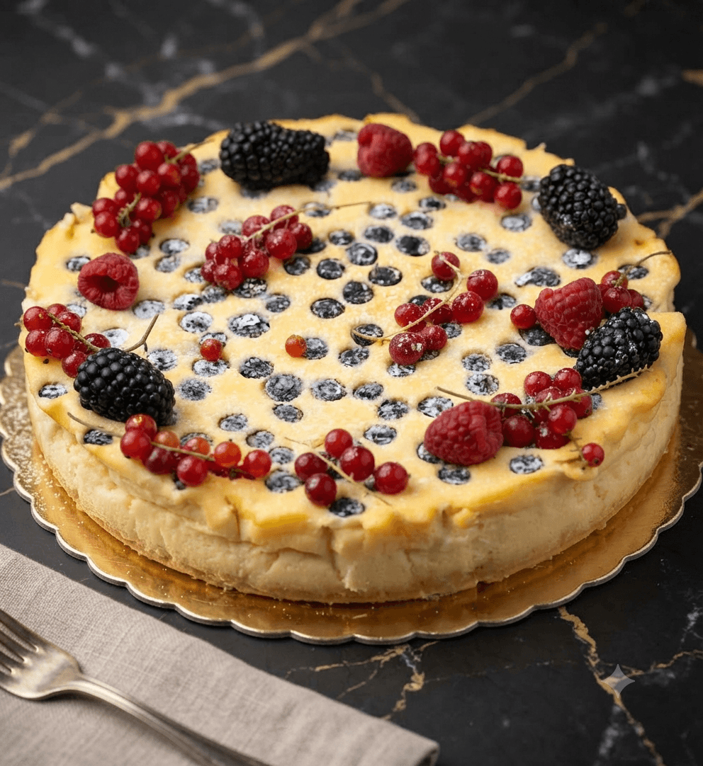 Tort bez glutenu i cukru z owocami leśnymi