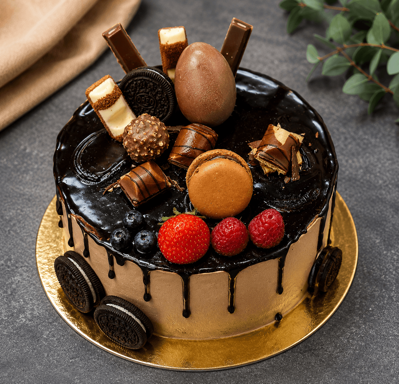 Tort czekoladowy z oreo i kinder bueno
