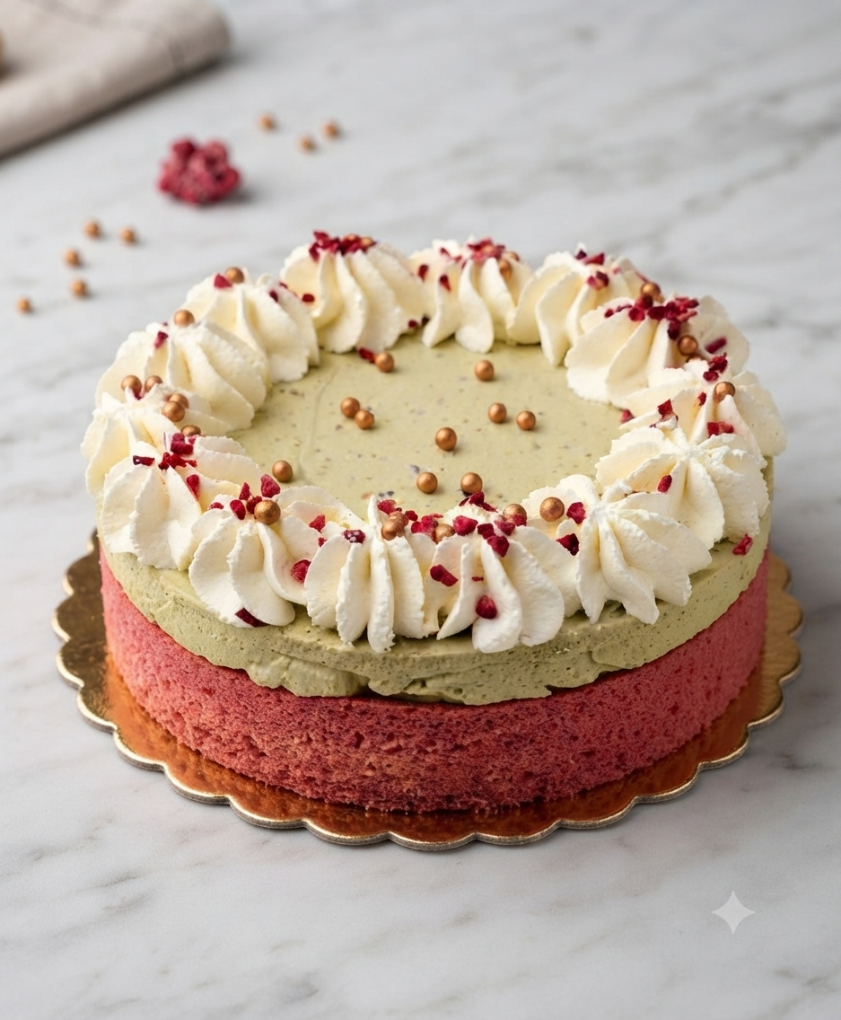 Tort lodowy pistacjowo-malinowy